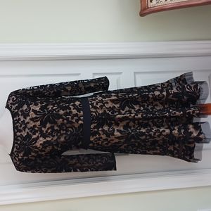 New Tadashi Shoji Black Lace Cocktail Dress Size 16